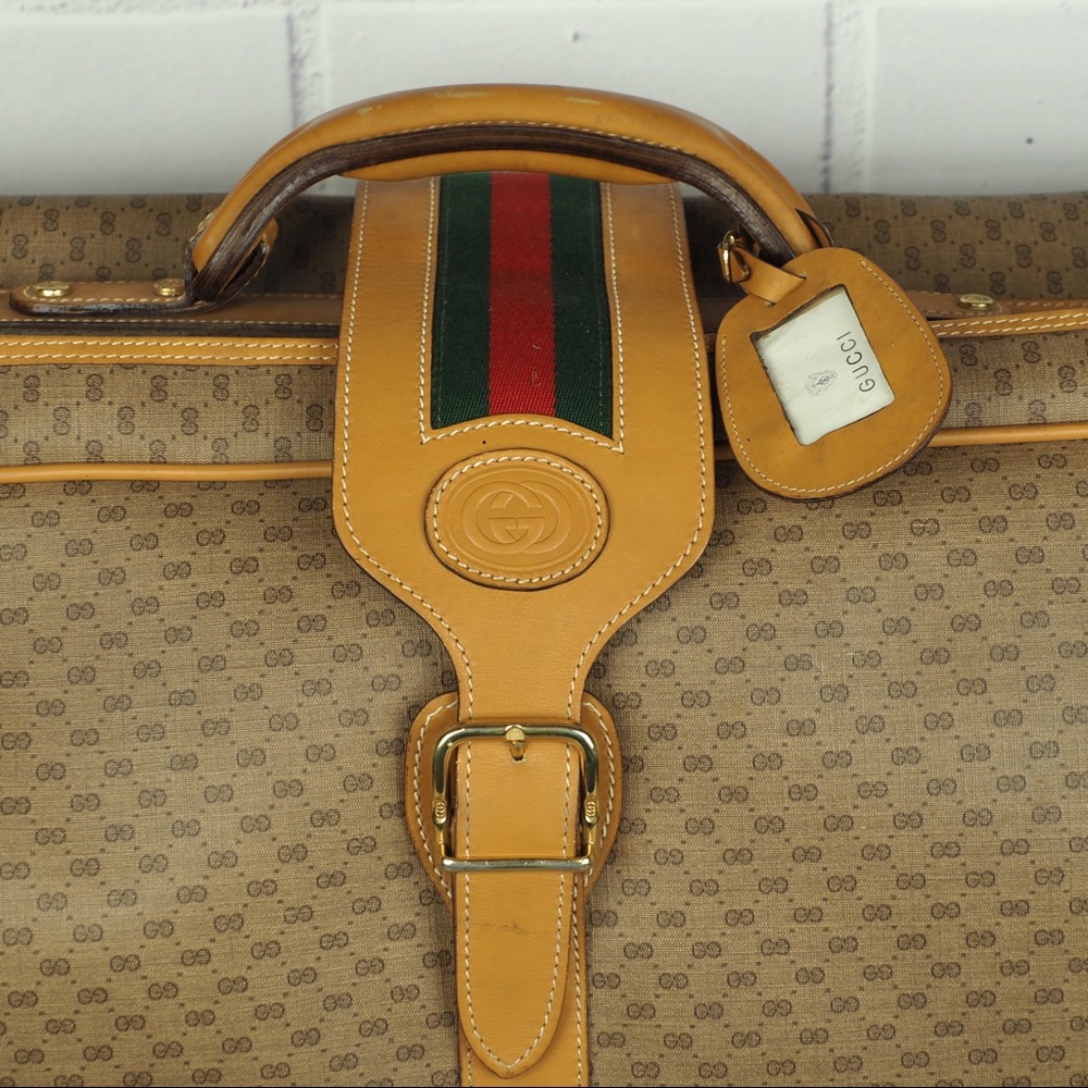 Vintage Gucci tan micro GG canvas zipper suitcase - Picture 3 of 8